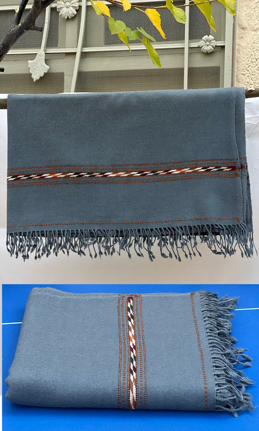 Bluish Grey | Swati Saidaar Handmade Woolen Shawl | Pure Wool | 48PW05