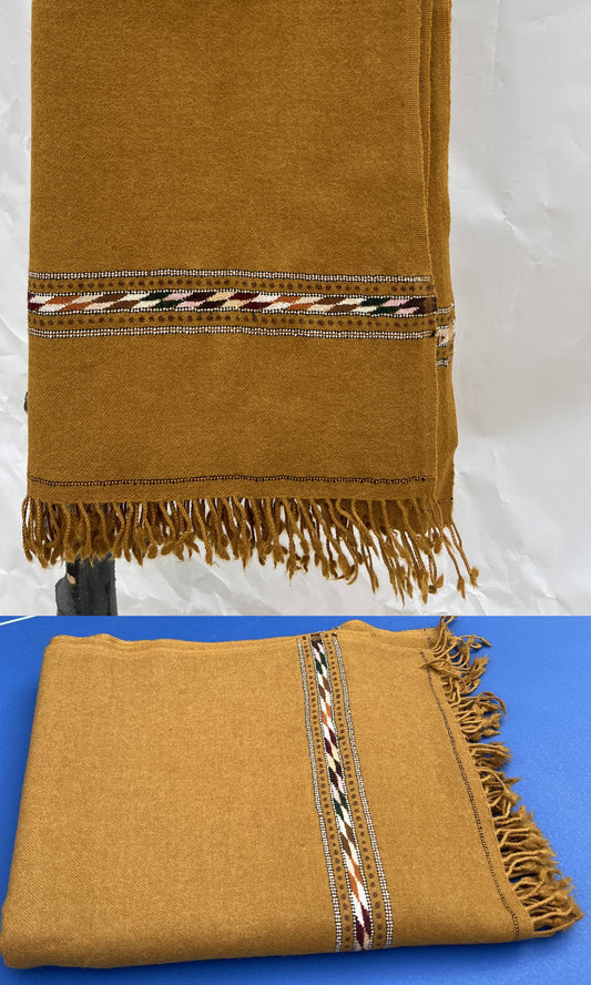 Tiger Orange |  Saidaar Handmade Swati Woolen Shawl | Pure Wool | 48PW14