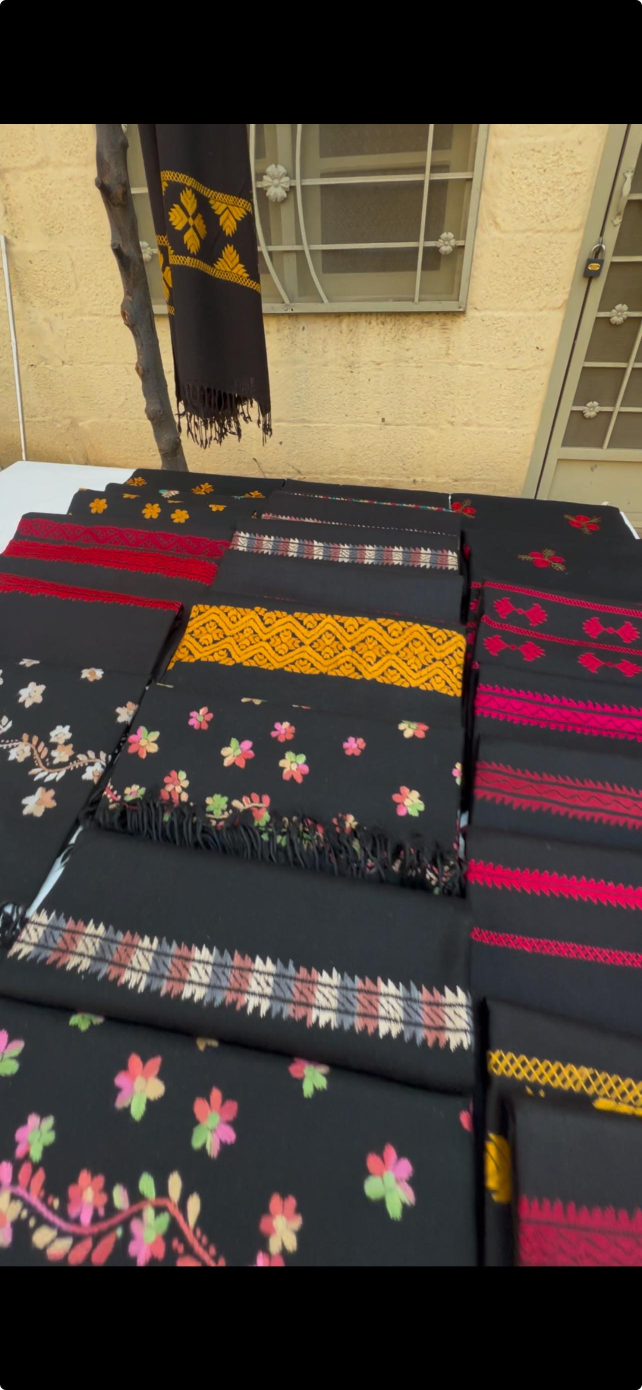 Black Hand Embraided Swati Woolen Shawls