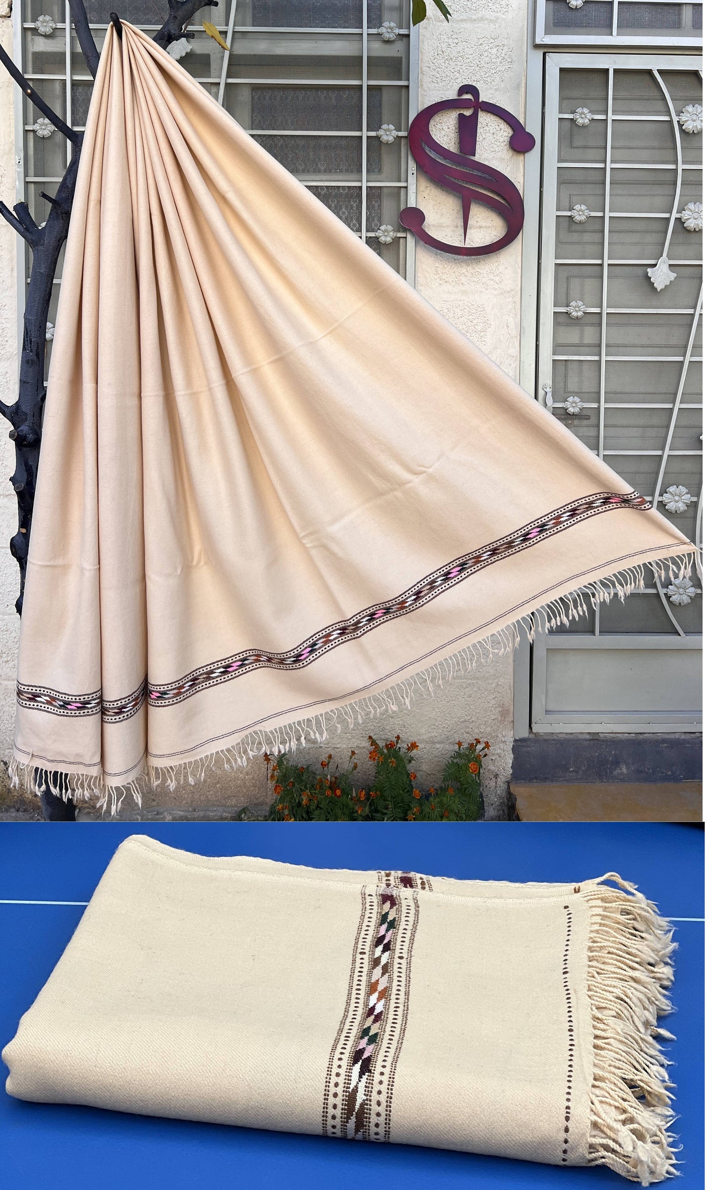 Almond | Swati Saidaar Handmade Woolen Shawl | Pure Wool | 48PW03